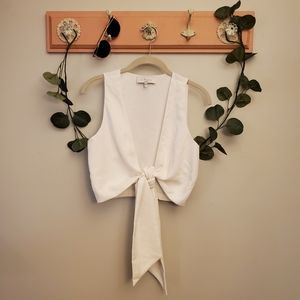 L'Academie | The Aeris White Tie Front Top Size S
